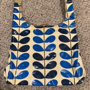 Orla Kiely Crossbody Shoulder Tote Bag Floral Multi Stem Blue Bright Spring